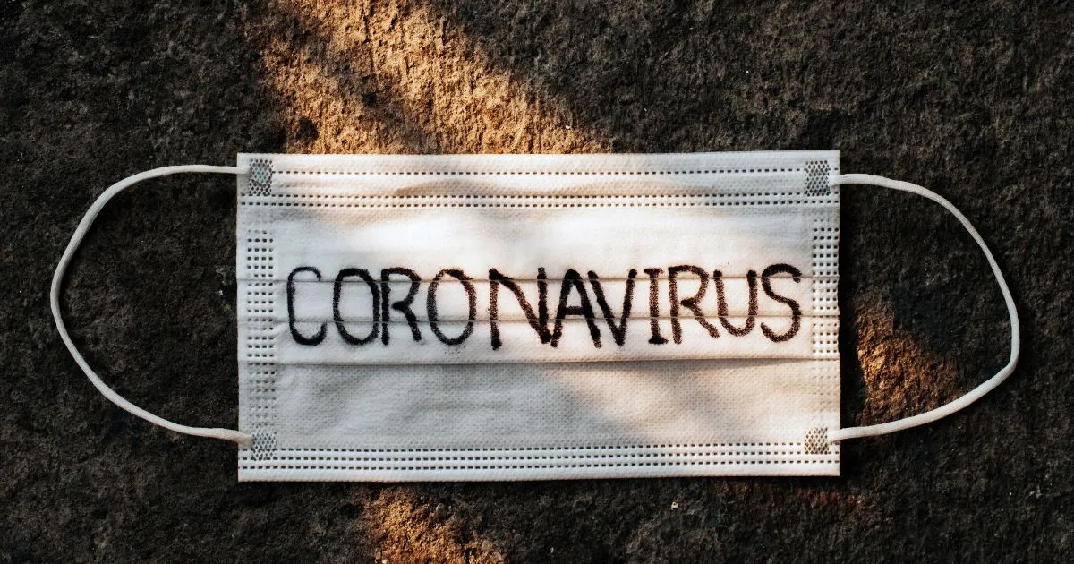 mask with coronavirus written on it